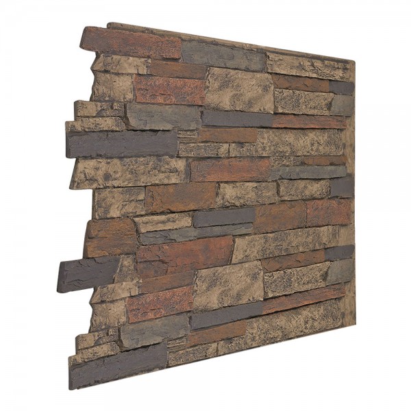 141-36-BRIGHTON Faux Wide Stacked Stone Wall Panels - 36"H